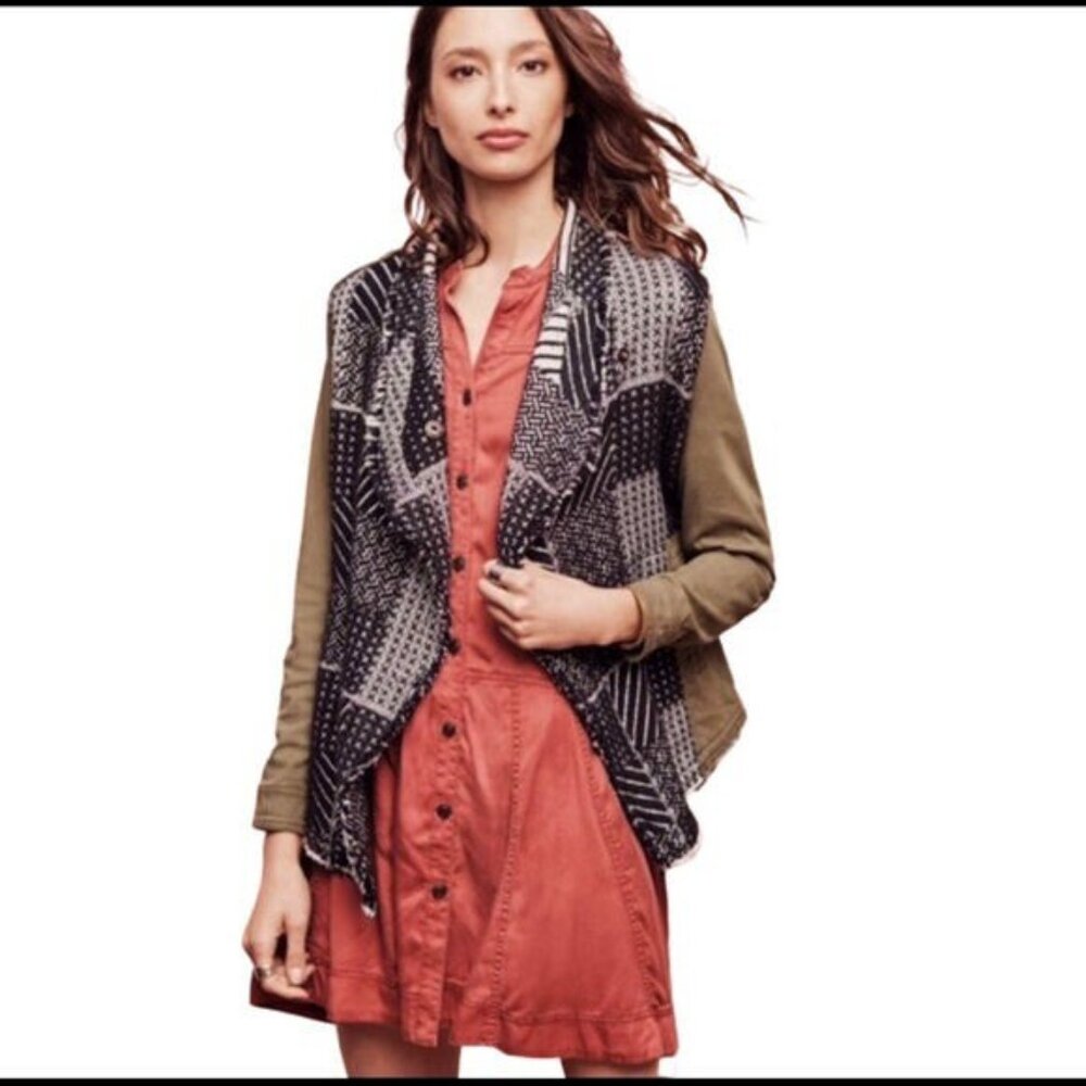 Hei Hei Anthropologie Military Olive Black White Tweed Knit Anorak Jacket XS